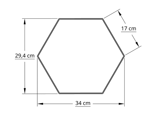 6 kantet 30,0 cm hvid